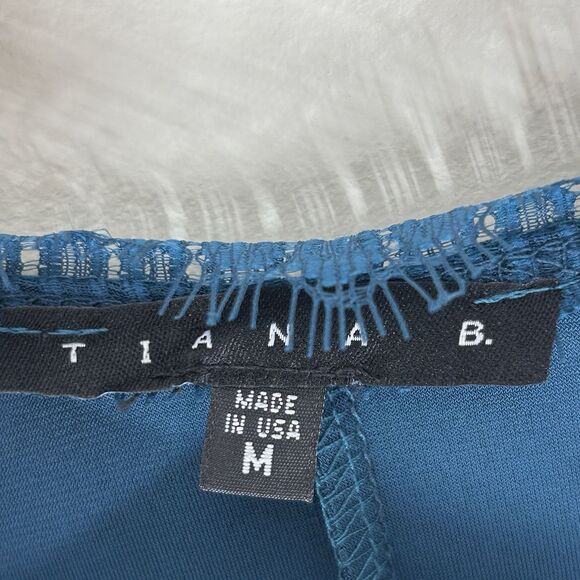 Tiana B. NWT Dress Sleeveless‎ Womens Medium Teal Lace Trim Knee Length - Picture 7 of 12